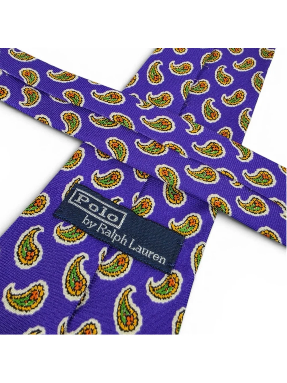Vintage Polo Ralph Lauren Purple Paisley Necktie Silk Hand Made In Italy